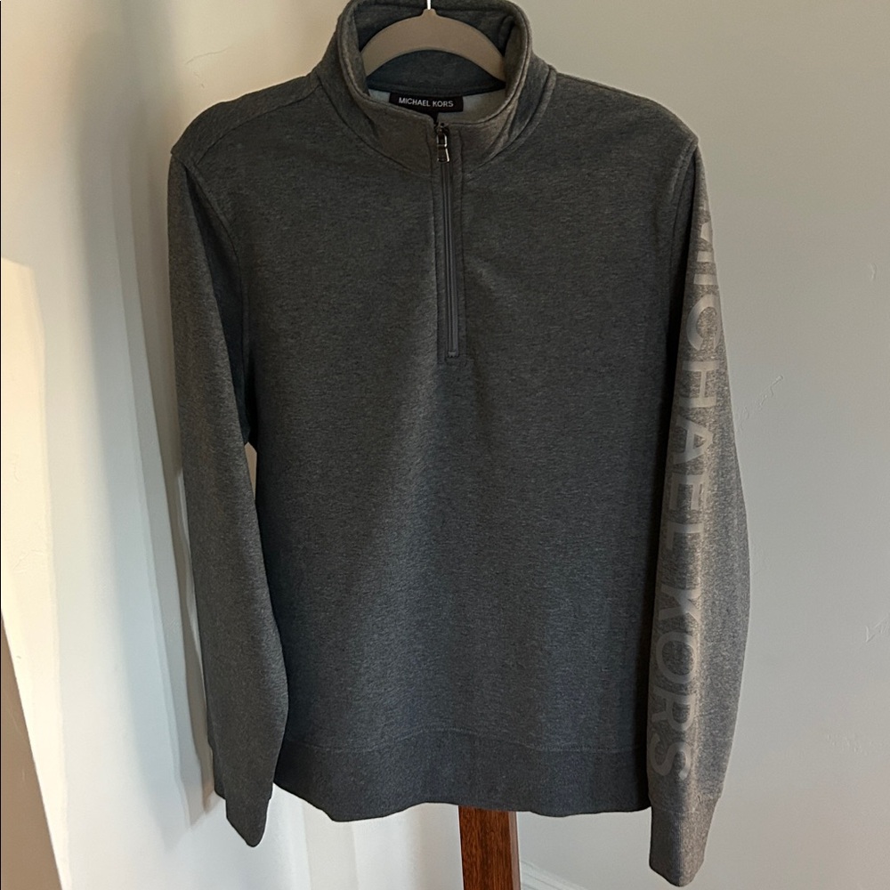 Micheal Kors‎ Mock Neck 1/4 Zip Gray Pullover Jacket /Sweater Mens Size L